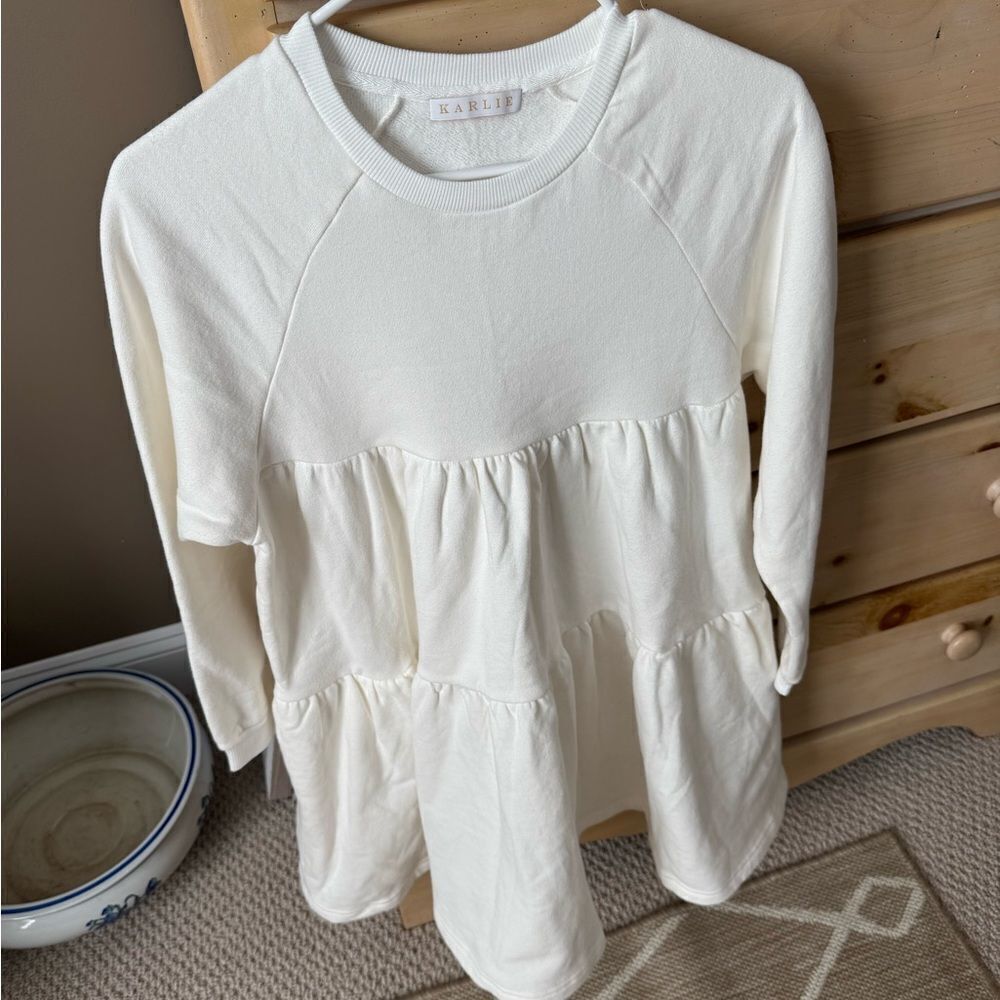 Karlie Cream Tiered Long Sleeve Sweatshirt